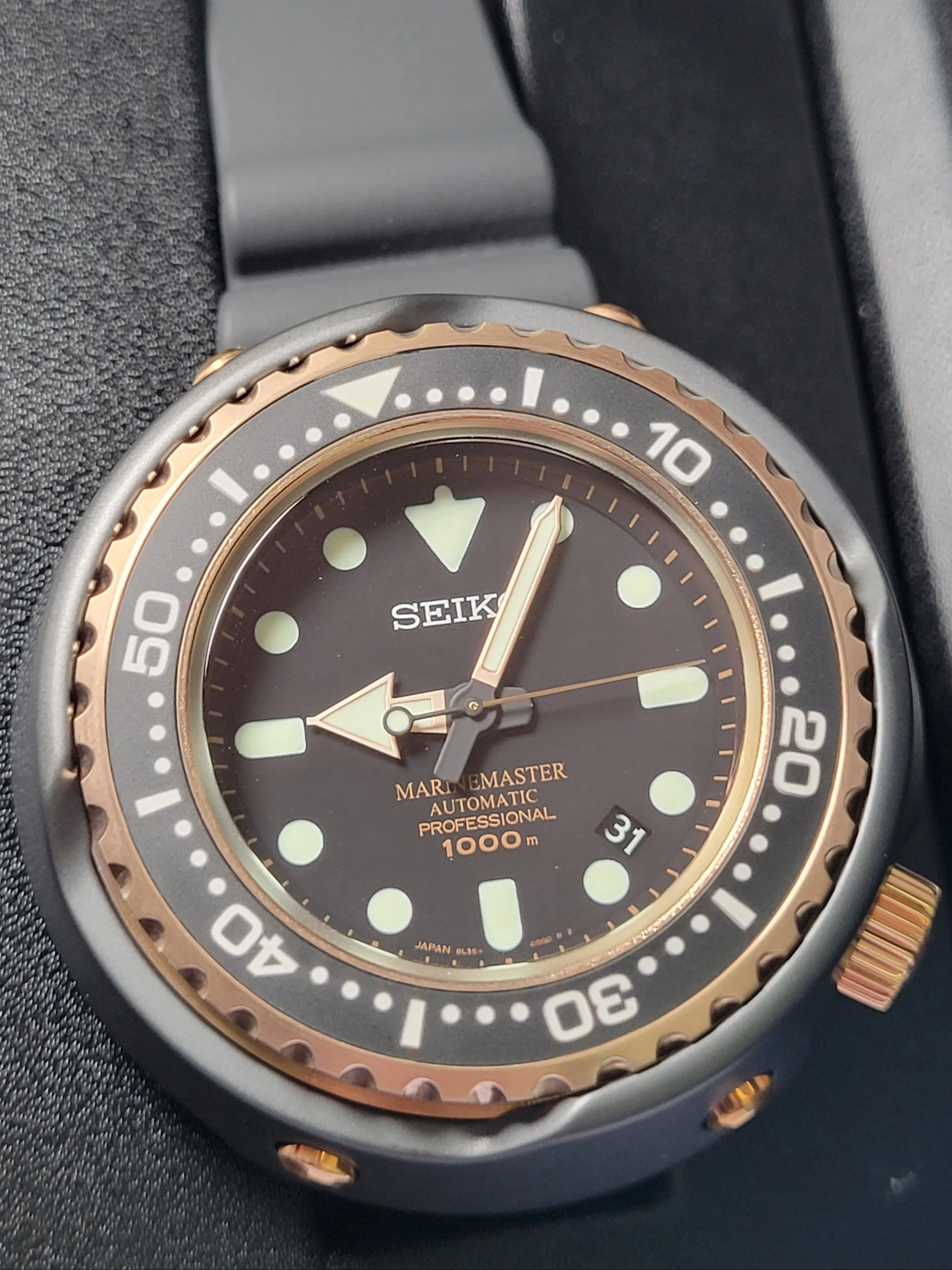 Seiko Prospex Marine Master Mechanical Automatic Professional 1000M Diver Rose Gold Emperor Tuna Can SBDX014