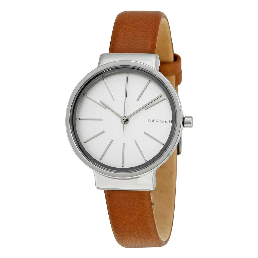Skagen Ancher White Dial Ladies Leather Watch SKW2479