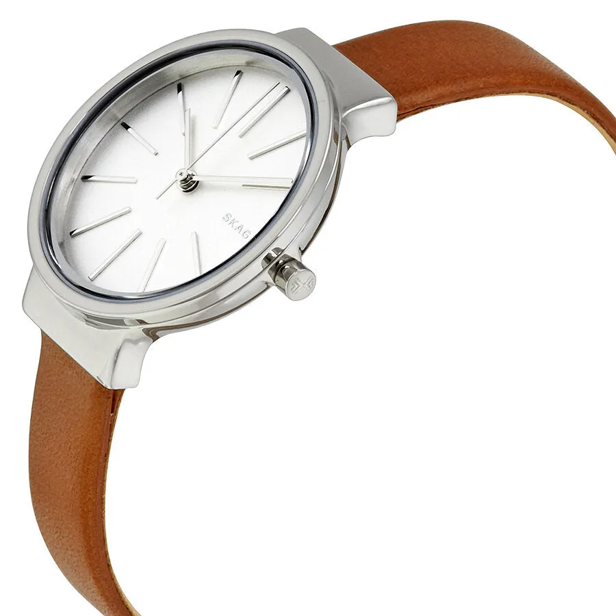 Skagen Ancher White Dial Ladies Leather Watch SKW2479