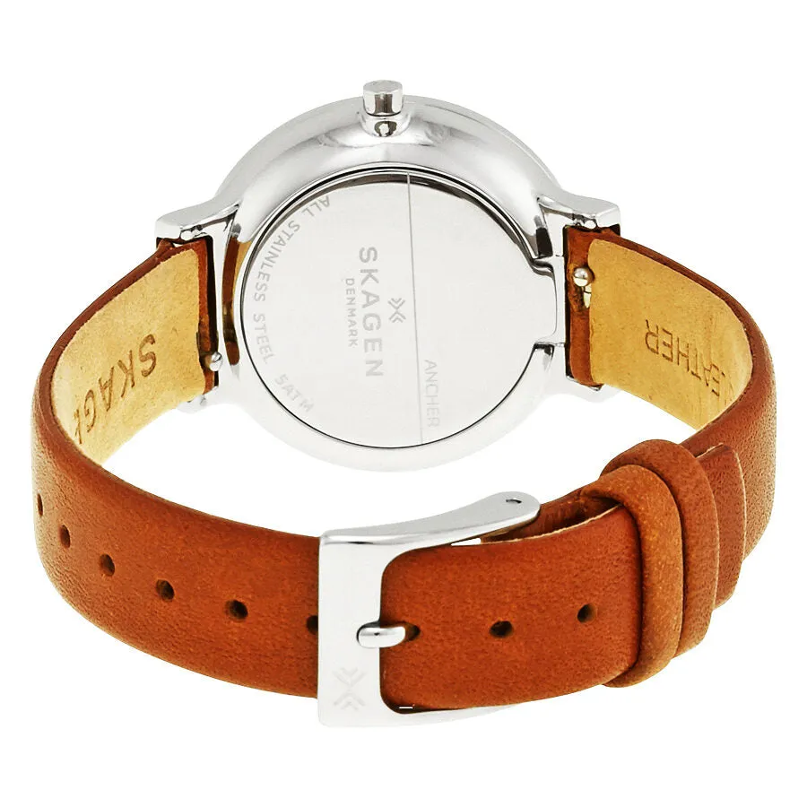 Skagen Ancher White Dial Ladies Leather Watch SKW2479