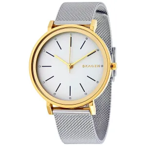 Skagen Hald Silver Dial Steel and Yellow Gold PVD Ladies Watch SKW2508