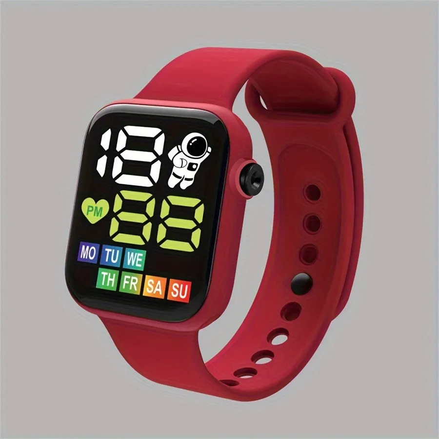 Sports Watch for Adults Digital Wrist  with Spaceman Theme, Silicone Band, Glow Details, Electronic Movement, Non-Waterproof - Adjustable Time & Date FS