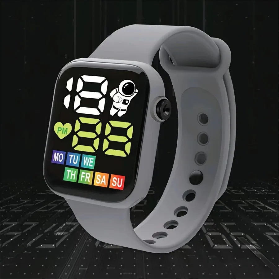 Sports Watch for Adults Digital Wrist  with Spaceman Theme, Silicone Band, Glow Details, Electronic Movement, Non-Waterproof - Adjustable Time & Date FS
