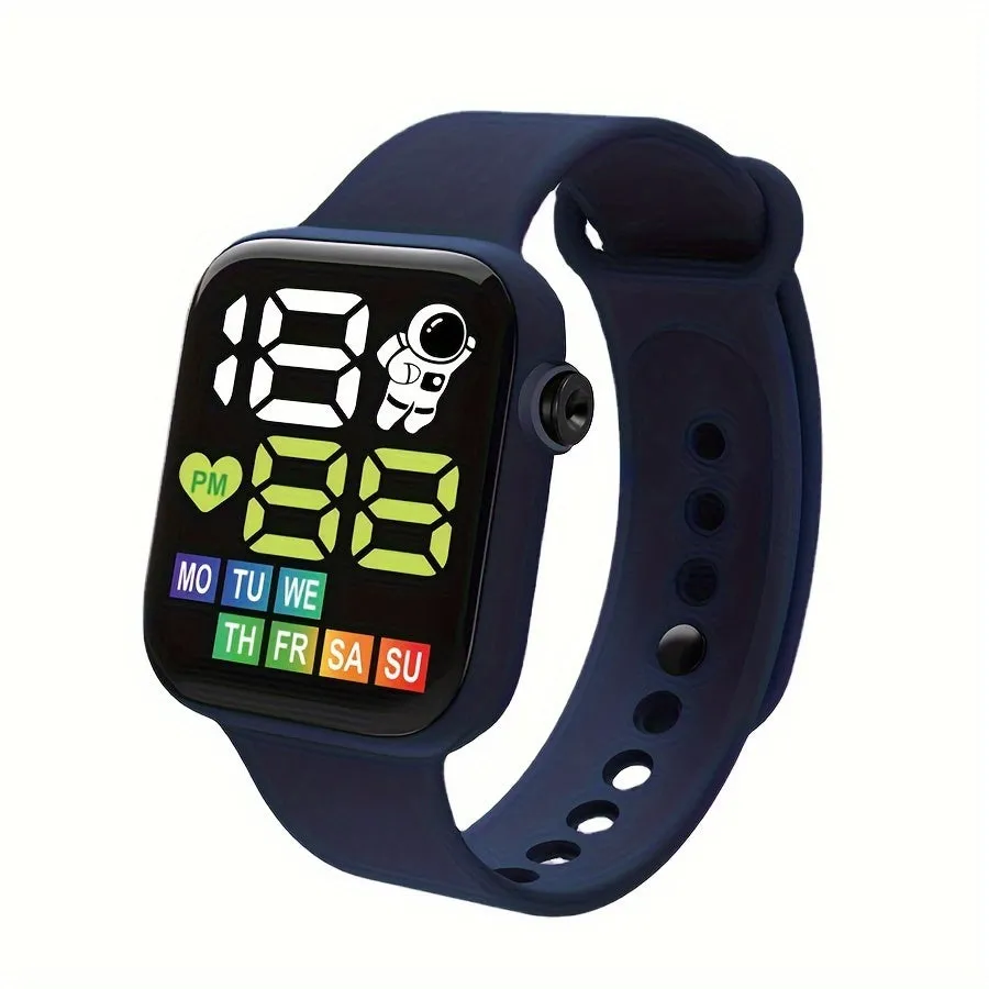 Sports Watch for Adults Digital Wrist  with Spaceman Theme, Silicone Band, Glow Details, Electronic Movement, Non-Waterproof - Adjustable Time & Date FS