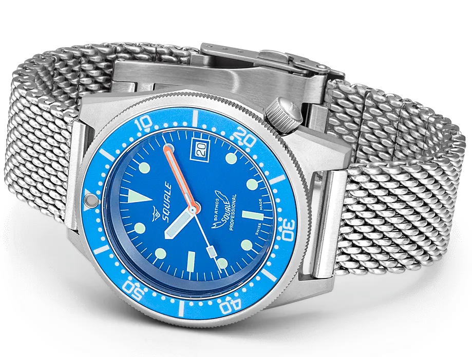Squale Watch 1521 Blue Blasted Mesh