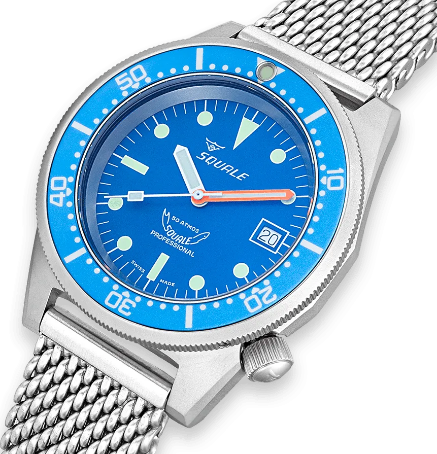 Squale Watch 1521 Blue Blasted Mesh