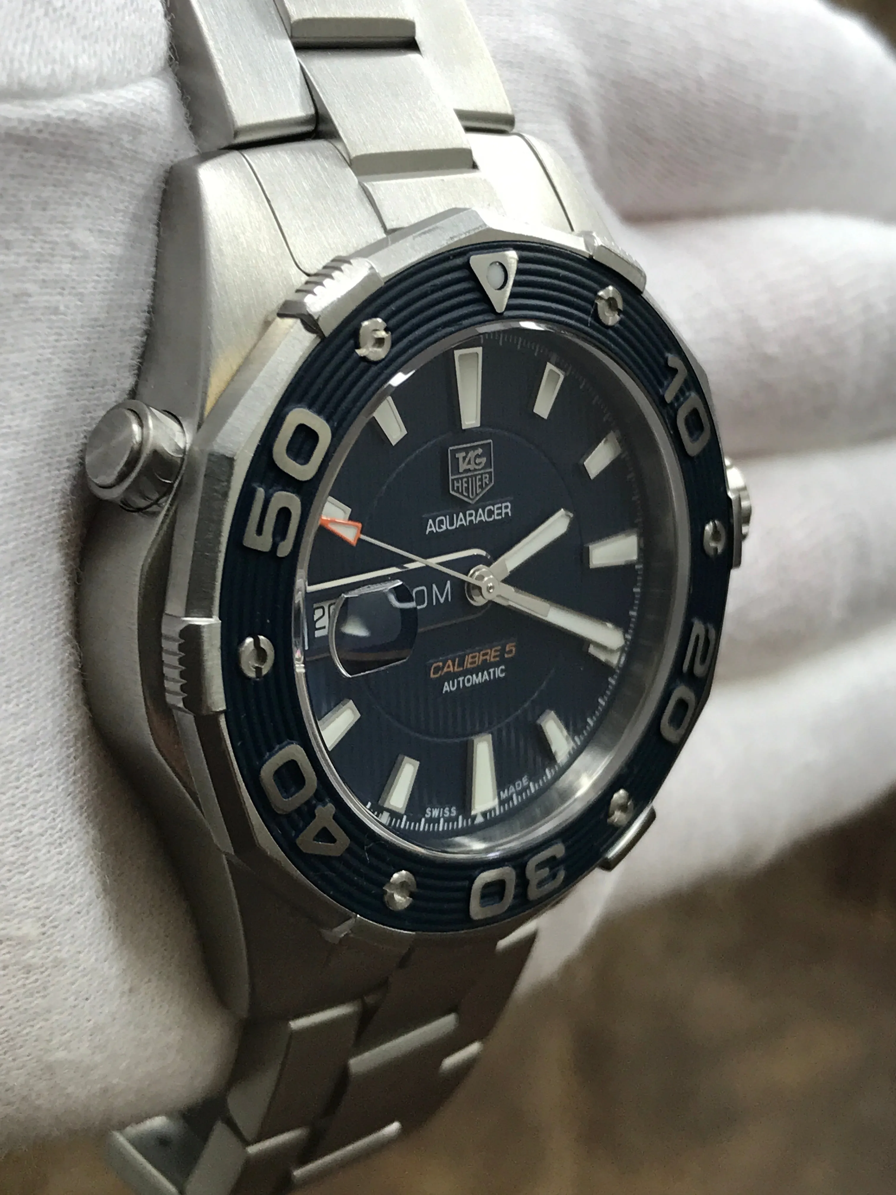 TAG Heuer Aquaracer 500m Calibre 5 WAJ2112 Blue Dial Automatic Men's Watch