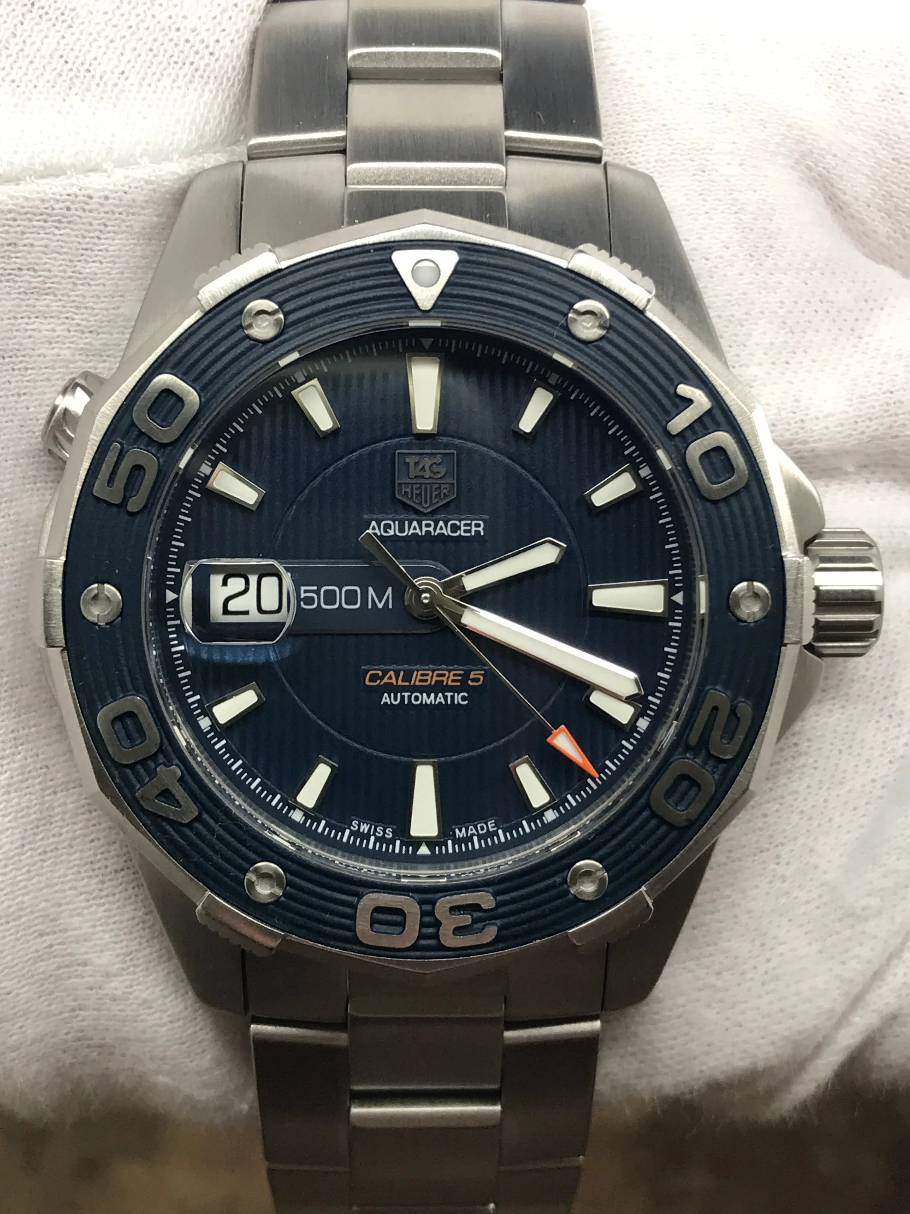 TAG Heuer Aquaracer 500m Calibre 5 WAJ2112 Blue Dial Automatic Men's Watch