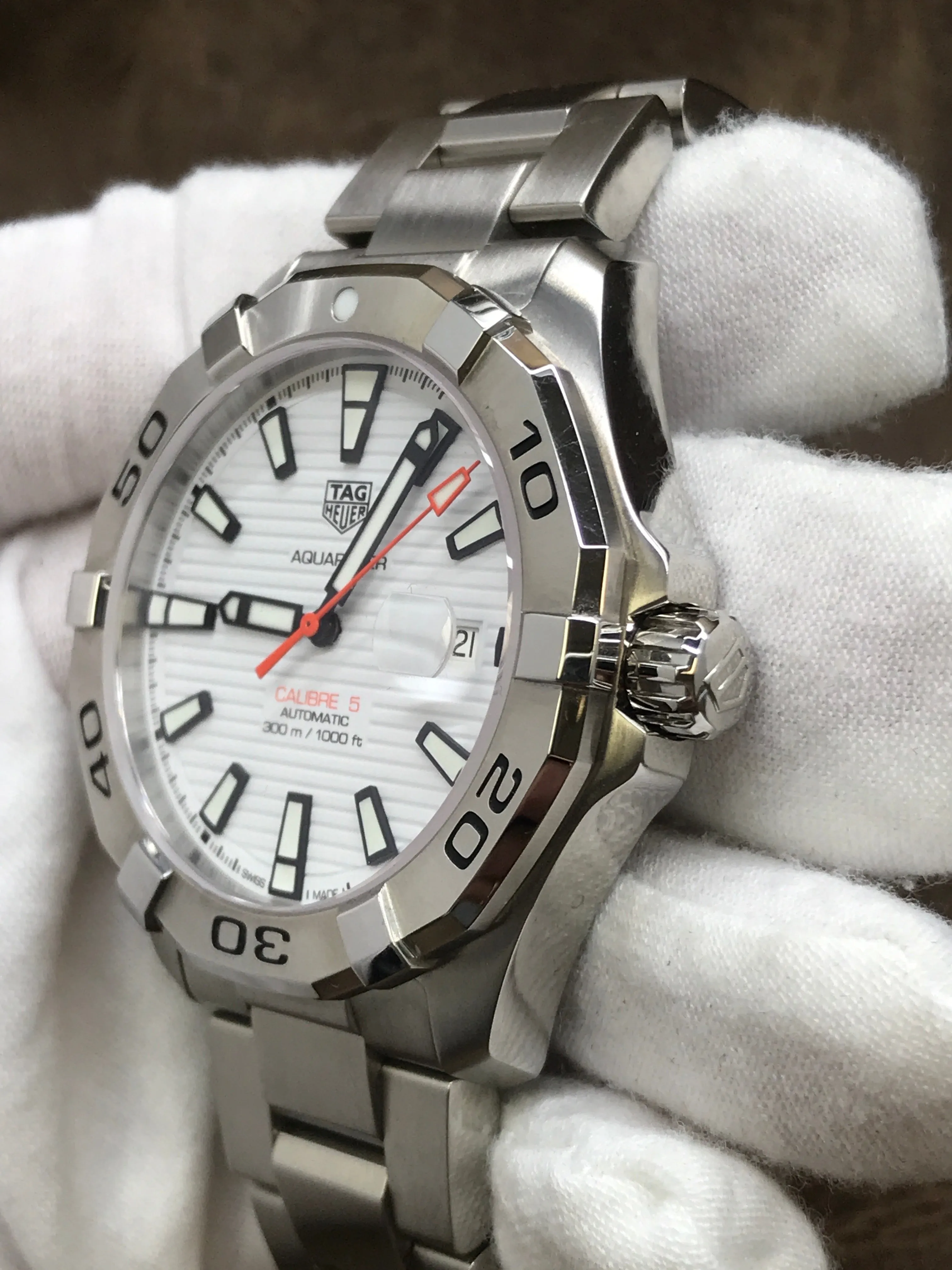 TAG Heuer Aquaracer WAY2013.BA0927 White Dial Automatic Men's Watch