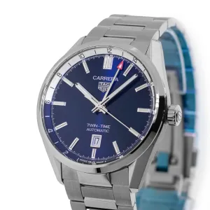 TAG Heuer Carrera Twin-Time 41mm Stainless Steel with Blue Index Dial WBN201A.BA0640