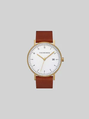 The Horse D-Series Brushed Gold Tan Leather Watch