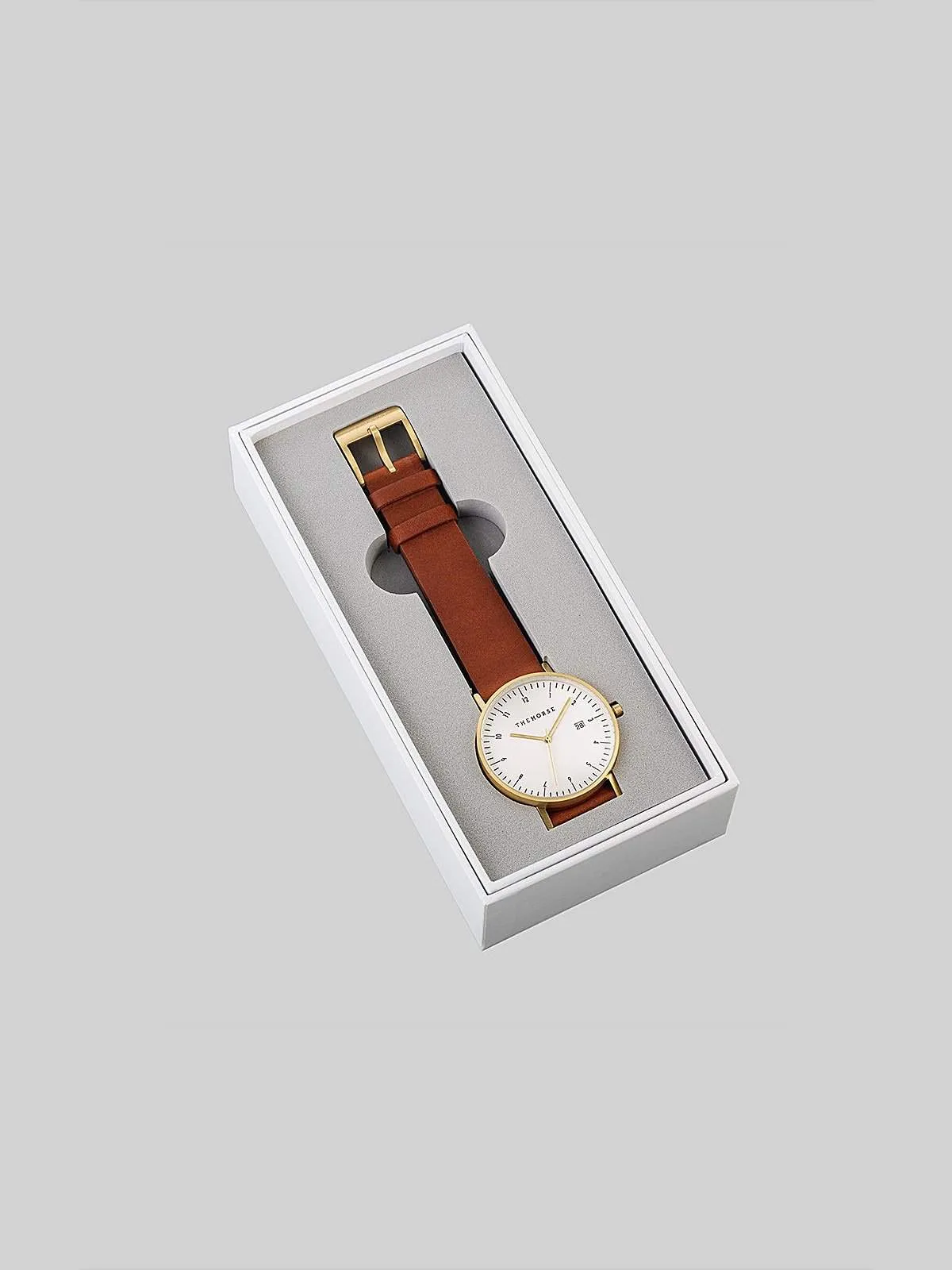 The Horse D-Series Brushed Gold Tan Leather Watch