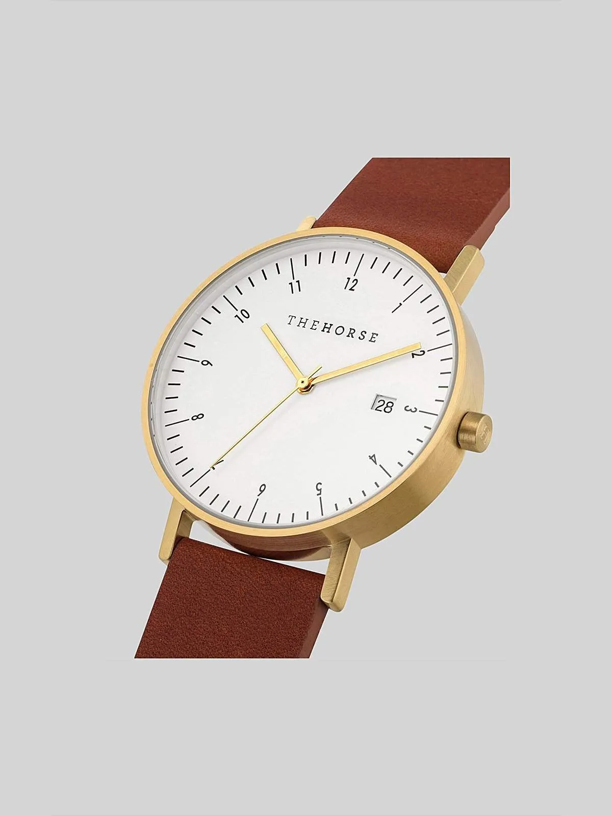 The Horse D-Series Brushed Gold Tan Leather Watch