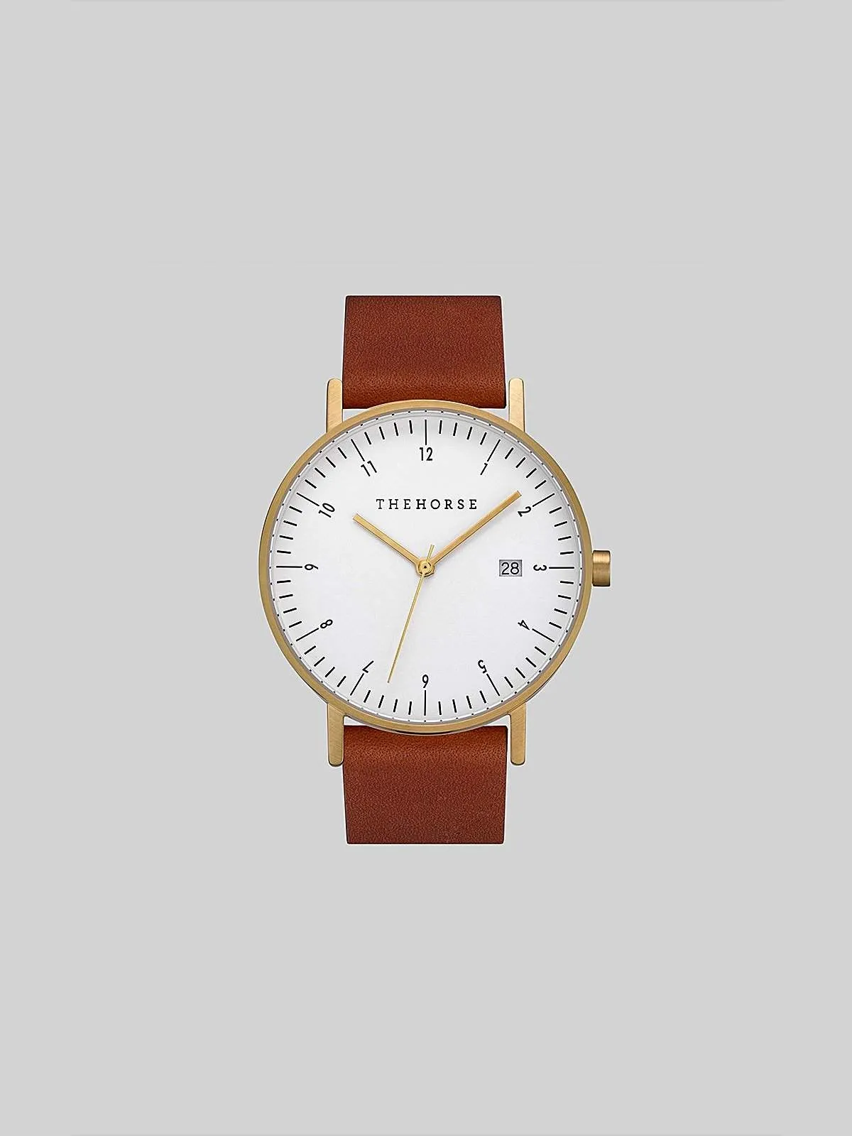The Horse D-Series Brushed Gold Tan Leather Watch