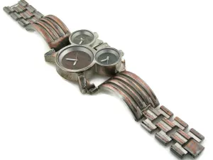 three time zones Watch, blue, copper and green Dial