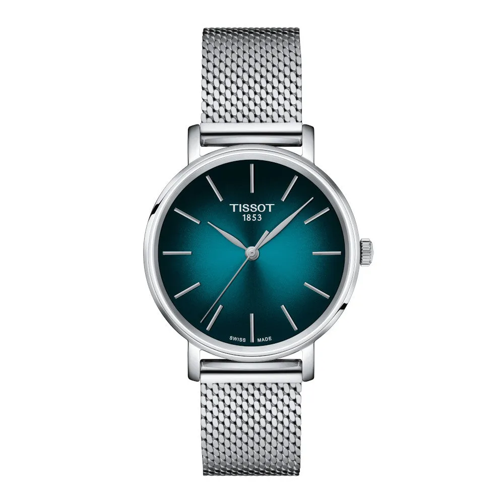 Tissot Everytime (34mm) Mens Stainless Steel Green Dial Mesh Strap Watch