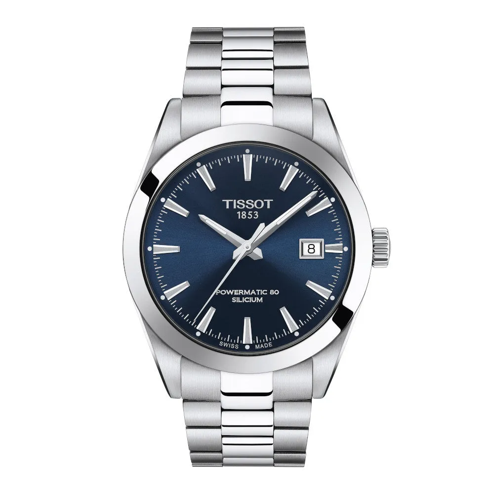 Tissot Powermatic 80 Silicium Mens Stainless Steel Blue Dial Watch