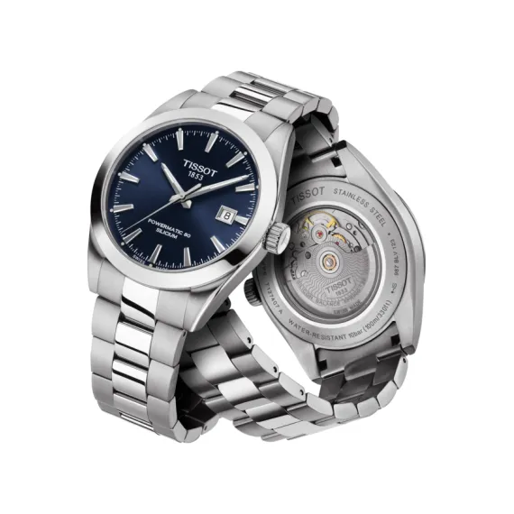 Tissot Powermatic 80 Silicium Mens Stainless Steel Blue Dial Watch