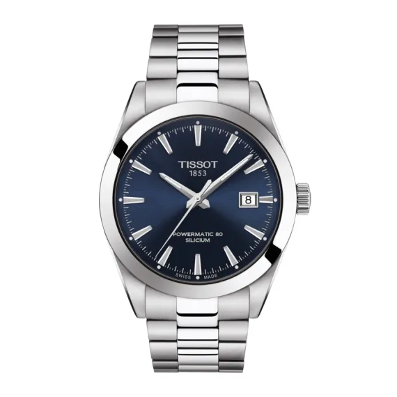 Tissot Powermatic 80 Silicium Mens Stainless Steel Blue Dial Watch