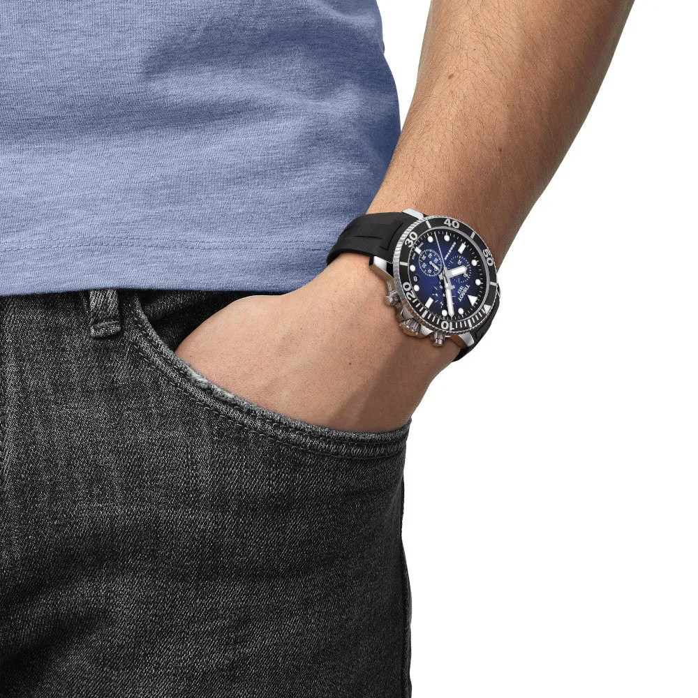 Tissot Seastar 1000 Chronograph Mens Stainless Steel Blue Dial Rubber Strap Watch