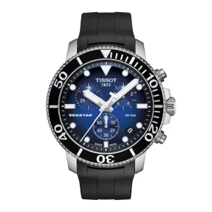 Tissot Seastar 1000 Chronograph Mens Stainless Steel Blue Dial Rubber Strap Watch