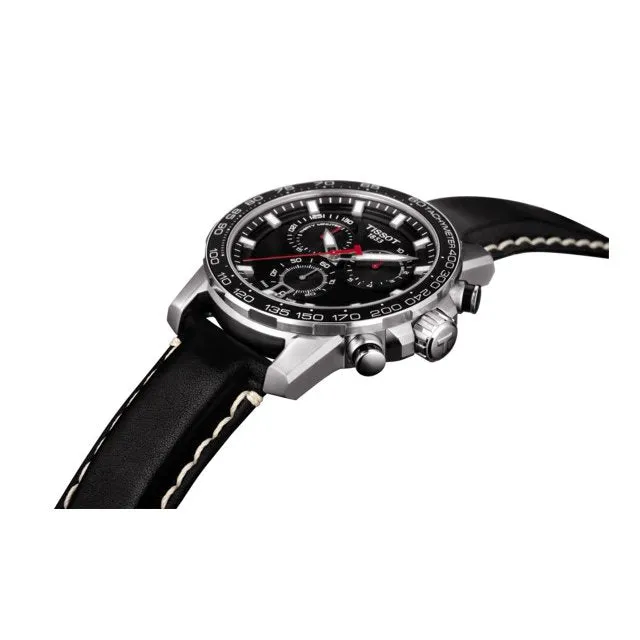 Tissot Supersport Chronograph Mens Stainless Steel Black Dial Black Leather Strap Watch
