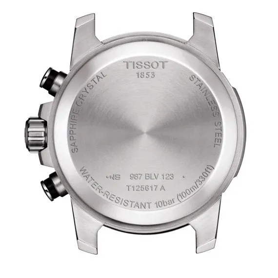 Tissot Supersport Chronograph Mens Stainless Steel Black Dial Black Leather Strap Watch