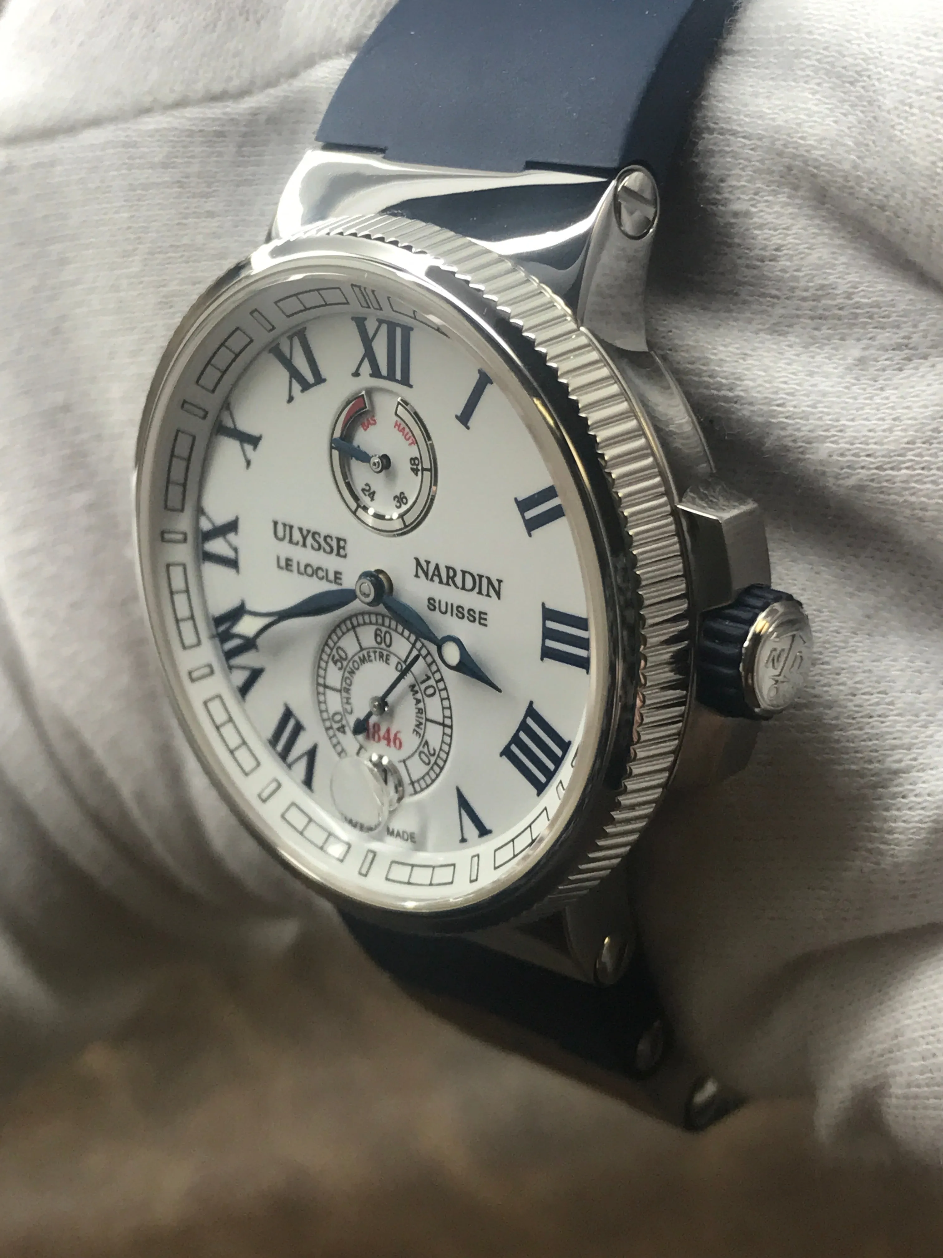 Ulysse Nardin Marine Chronometer 1183-126 White Roman Dial Automatic  Men's Watch