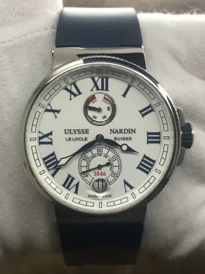 Ulysse Nardin Marine Chronometer 1183-126 White Roman Dial Automatic  Men's Watch