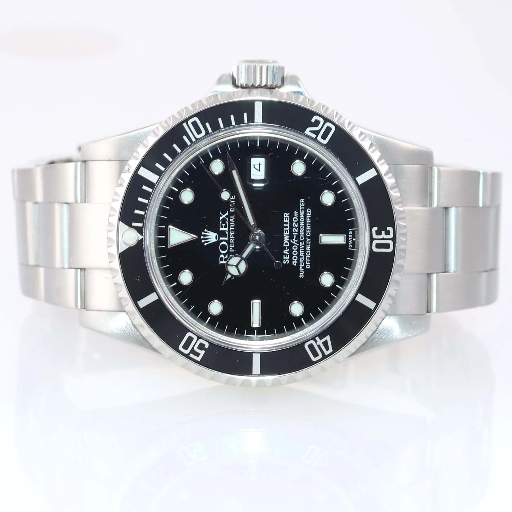 Warranty Rolex Sea-Dweller Stainless Steel 16600 40mm Date Black Dive Watch