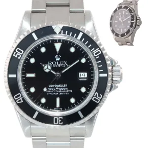 Warranty Rolex Sea-Dweller Stainless Steel 16600 40mm Date Black Dive Watch