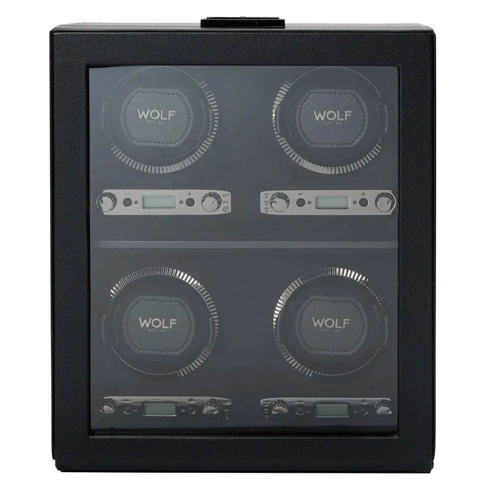 WOLF British Racing 4 Piece Quad Watch Winder - Black