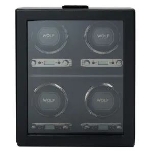 WOLF British Racing 4 Piece Quad Watch Winder - Black