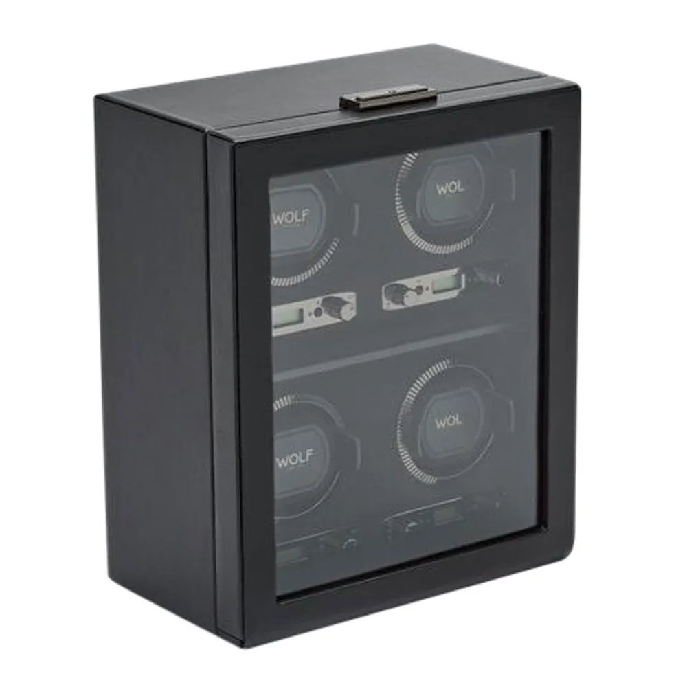 WOLF British Racing 4 Piece Quad Watch Winder - Black