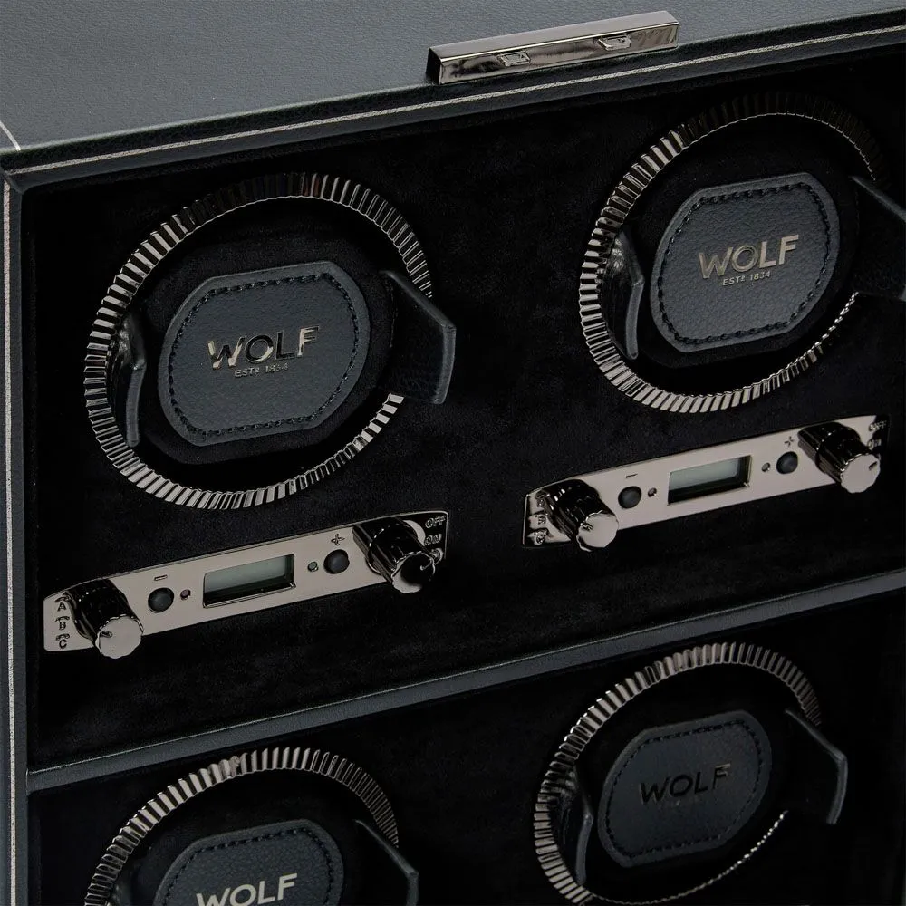 WOLF British Racing 4 Piece Quad Watch Winder - Black