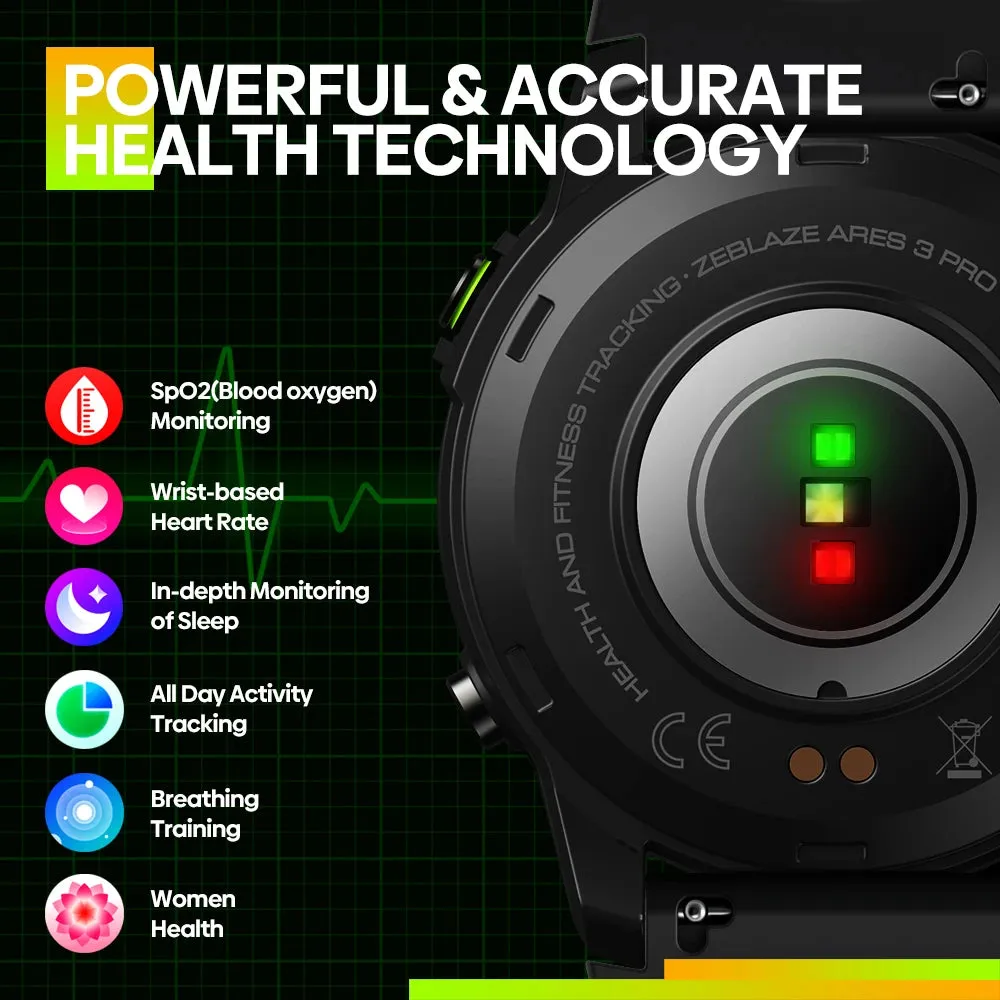 Zeblaze Ares 3 Pro Smart Watch Ultra HD AMOLED Display Voice Calling Function 100  Sports Modes 24H Health Monitor Smartwatch