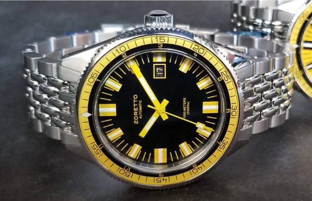 Zoretto Jota 1000m diver Black Yellow Bezel watch