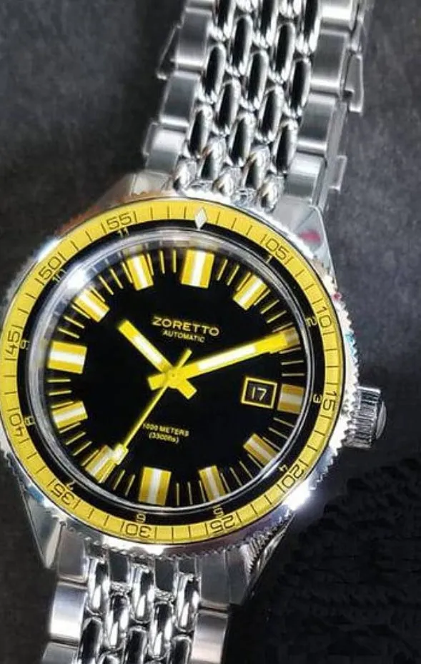 Zoretto Jota 1000m diver Black Yellow Bezel watch