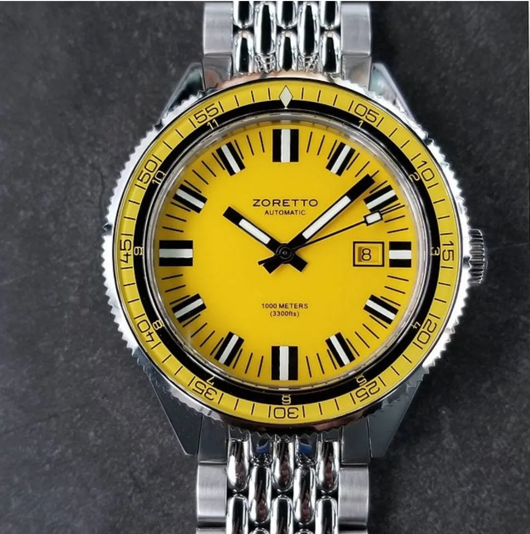 Zoretto Jota 1000m diver Yellow watch